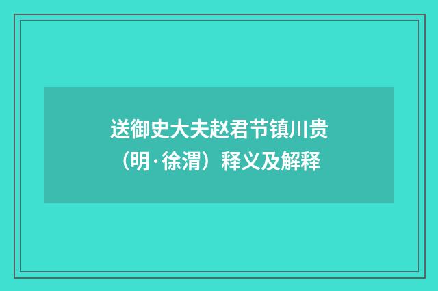 送御史大夫赵君节镇川贵（明·徐渭）释义及解释
