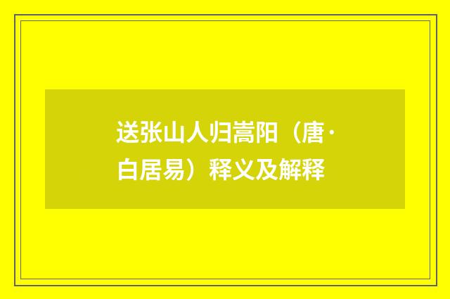 送张山人归嵩阳（唐·白居易）释义及解释
