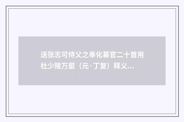 送张志可侍父之奉化幕官二十首用杜少陵万壑（元·丁复）释义及解释