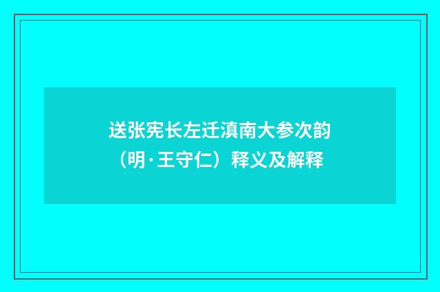 送张宪长左迁滇南大参次韵（明·王守仁）释义及解释