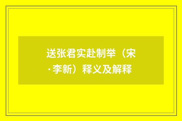 送张君实赴制举（宋·李新）释义及解释