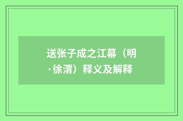 送张子成之江幕（明·徐渭）释义及解释
