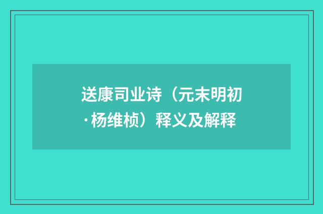 送康司业诗（元末明初·杨维桢）释义及解释