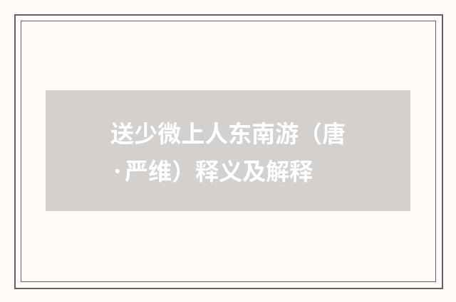 送少微上人东南游（唐·严维）释义及解释