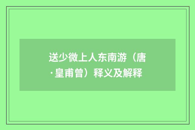 送少微上人东南游（唐·皇甫曾）释义及解释