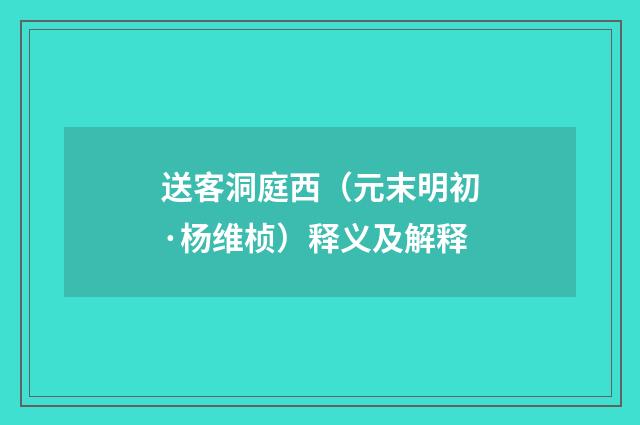 送客洞庭西（元末明初·杨维桢）释义及解释