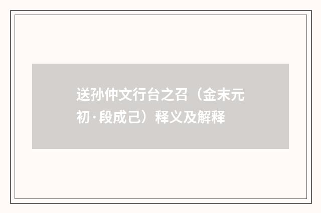 送孙仲文行台之召（金末元初·段成己）释义及解释