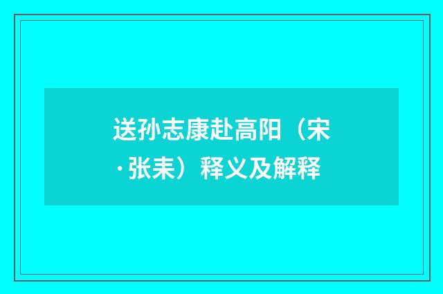 送孙志康赴高阳（宋·张耒）释义及解释