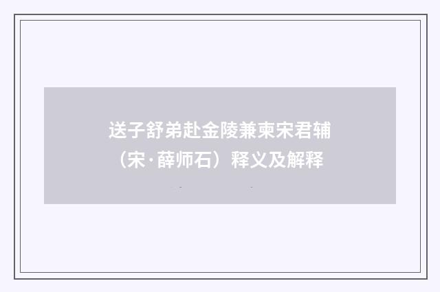 送子舒弟赴金陵兼柬宋君辅（宋·薛师石）释义及解释