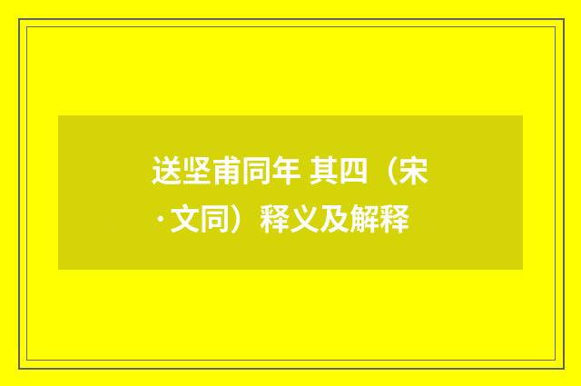 送坚甫同年 其四（宋·文同）释义及解释
