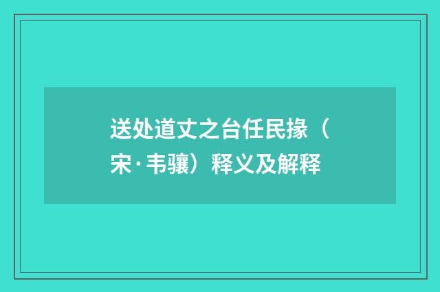 送处道丈之台任民掾（宋·韦骧）释义及解释