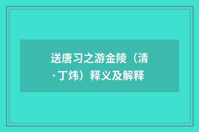 送唐习之游金陵（清·丁炜）释义及解释