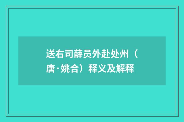 送右司薛员外赴处州（唐·姚合）释义及解释