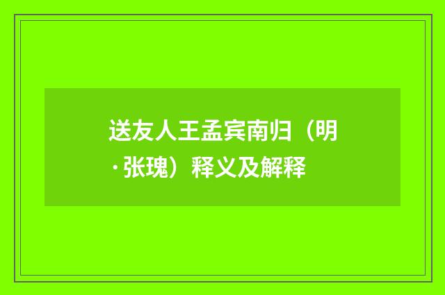 送友人王孟宾南归（明·张瑰）释义及解释