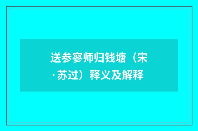送参寥师归钱塘（宋·苏过）释义及解释