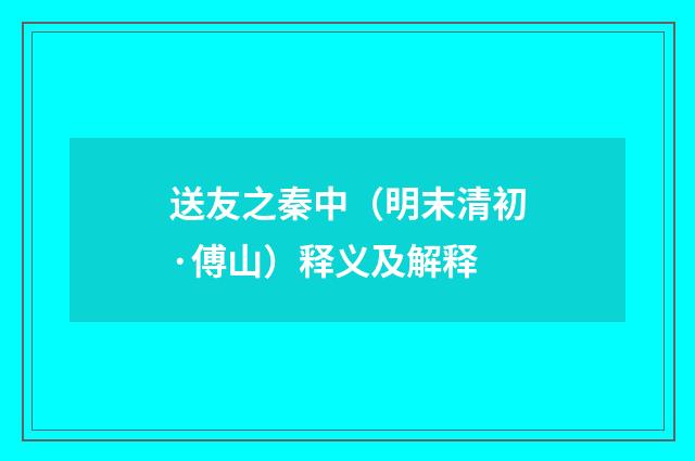 送友之秦中（明末清初·傅山）释义及解释