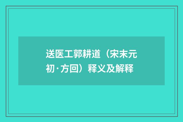 送医工郭耕道（宋末元初·方回）释义及解释