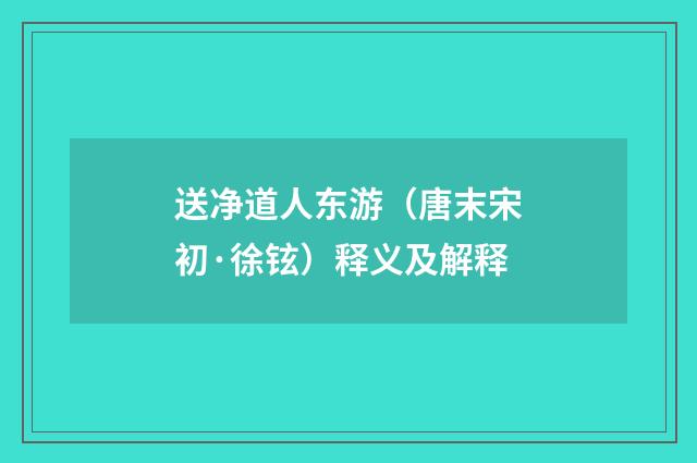 送净道人东游（唐末宋初·徐铉）释义及解释