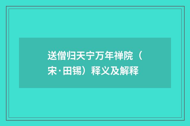 送僧归天宁万年禅院（宋·田锡）释义及解释
