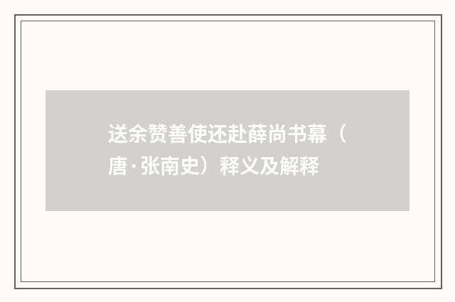 送余赞善使还赴薛尚书幕（唐·张南史）释义及解释