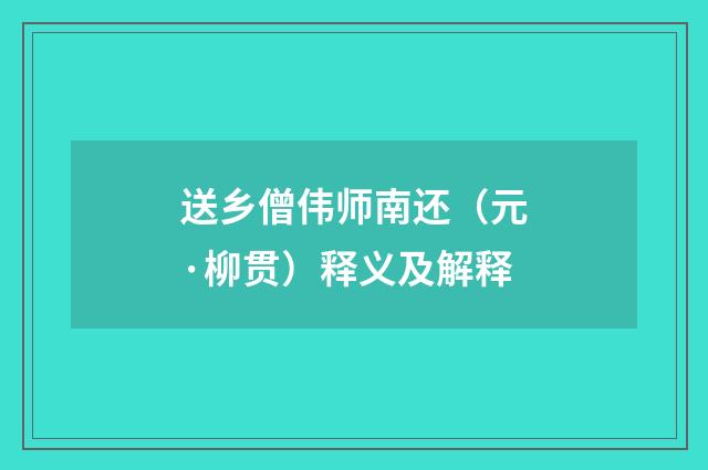 送乡僧伟师南还（元·柳贯）释义及解释