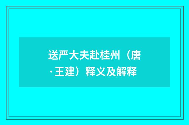 送严大夫赴桂州（唐·王建）释义及解释