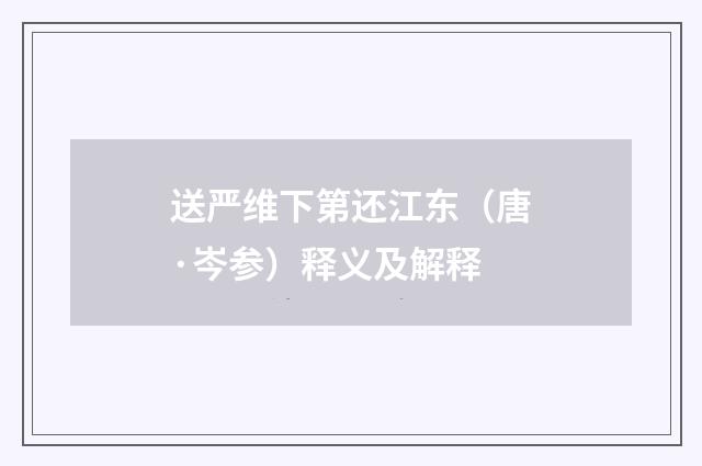 送严维下第还江东（唐·岑参）释义及解释