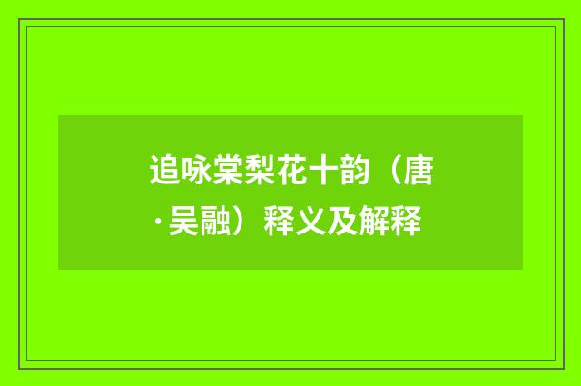 追咏棠梨花十韵（唐·吴融）释义及解释