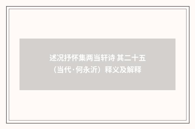 述况抒怀集两当轩诗 其二十五（当代·何永沂）释义及解释