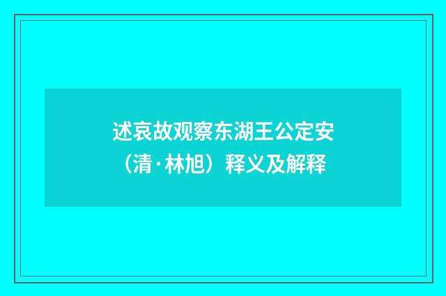 述哀故观察东湖王公定安（清·林旭）释义及解释