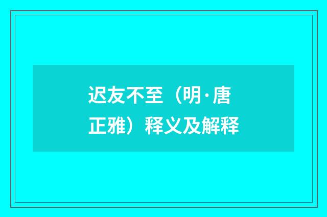 迟友不至（明·唐正雅）释义及解释