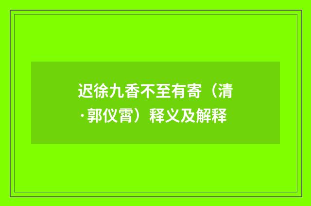 迟徐九香不至有寄（清·郭仪霄）释义及解释