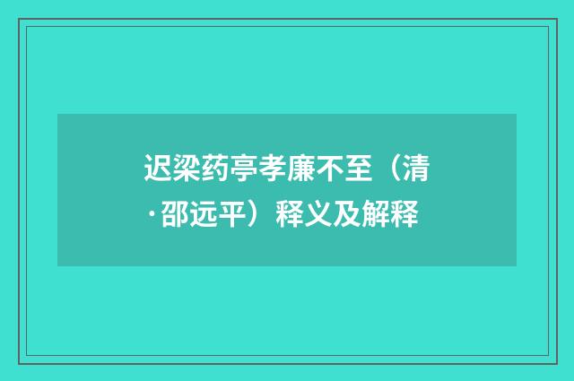 迟梁药亭孝廉不至（清·邵远平）释义及解释