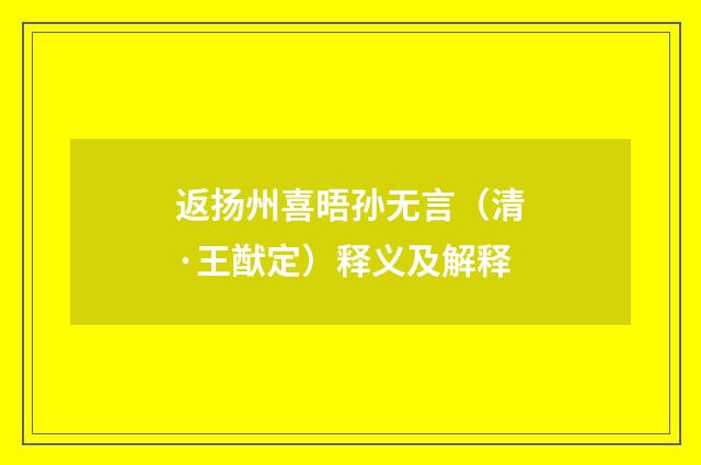 返扬州喜晤孙无言（清·王猷定）释义及解释