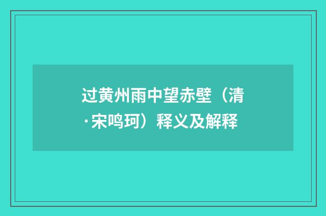 过黄州雨中望赤壁（清·宋鸣珂）释义及解释