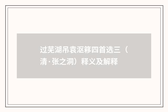 过芜湖吊袁沤簃四首选三（清·张之洞）释义及解释
