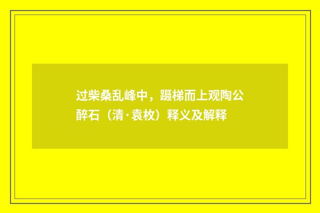 过柴桑乱峰中，蹑梯而上观陶公醉石（清·袁枚）释义及解释