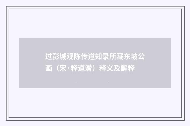 过彭城观陈传道知录所藏东坡公画（宋·释道潜）释义及解释