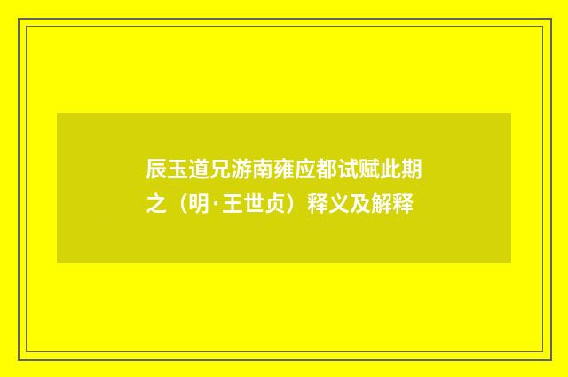 辰玉道兄游南雍应都试赋此期之（明·王世贞）释义及解释