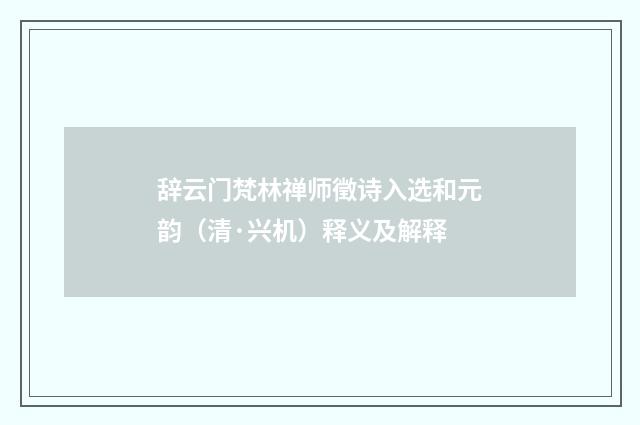 辞云门梵林禅师徵诗入选和元韵（清·兴机）释义及解释