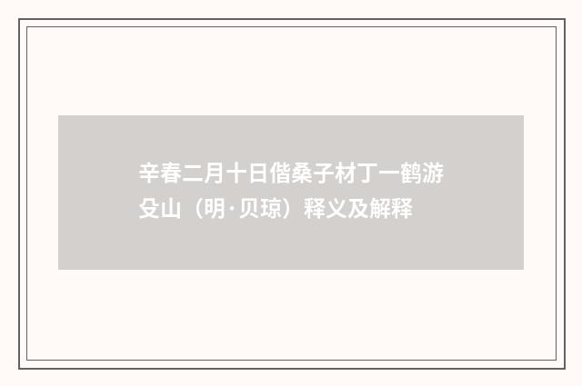 辛春二月十日偕桑子材丁一鹤游殳山（明·贝琼）释义及解释