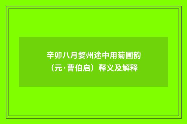 辛卯八月婺州途中用菊圃韵（元·曹伯启）释义及解释