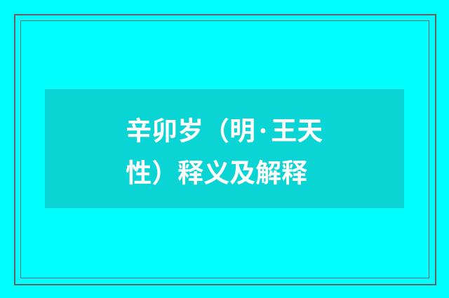 辛卯岁（明·王天性）释义及解释