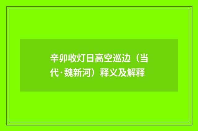辛卯收灯日高空巡边（当代·魏新河）释义及解释