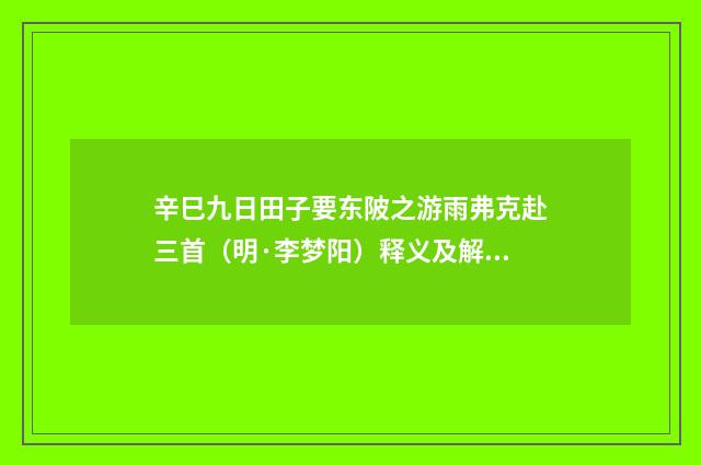 辛巳九日田子要东陂之游雨弗克赴三首（明·李梦阳）释义及解释