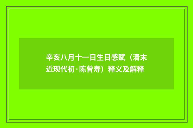 辛亥八月十一日生日感赋（清末近现代初·陈曾寿）释义及解释