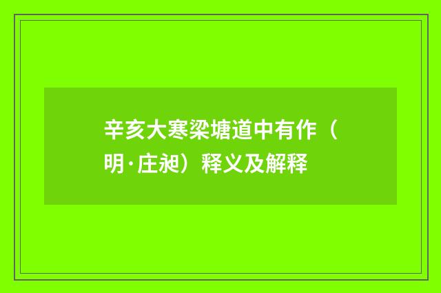 辛亥大寒梁塘道中有作（明·庄昶）释义及解释