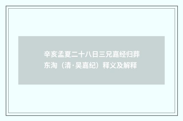 辛亥孟夏二十八日三兄嘉经归葬东淘（清·吴嘉纪）释义及解释
