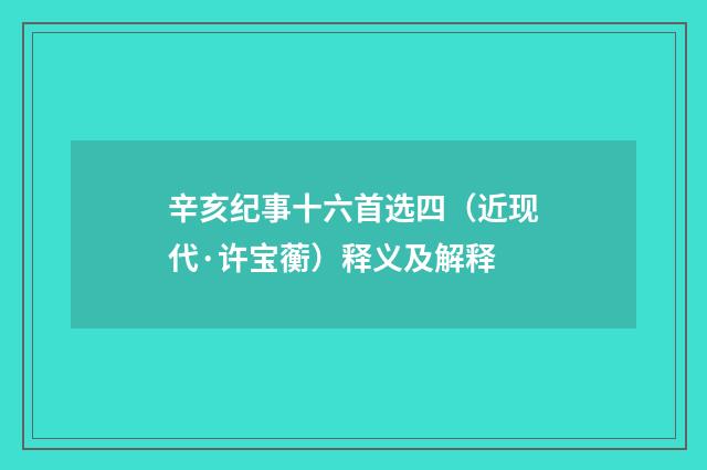 辛亥纪事十六首选四（近现代·许宝蘅）释义及解释