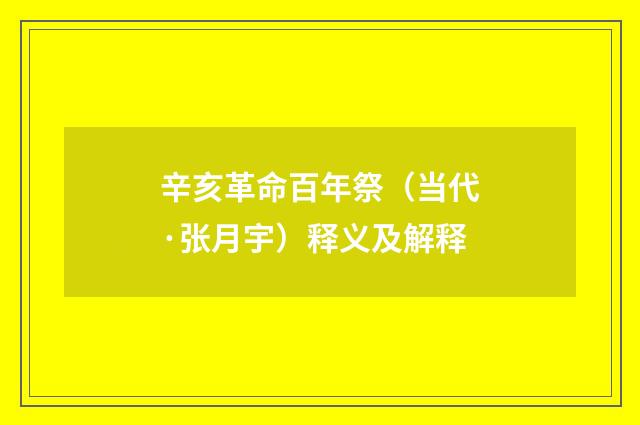 辛亥革命百年祭（当代·张月宇）释义及解释